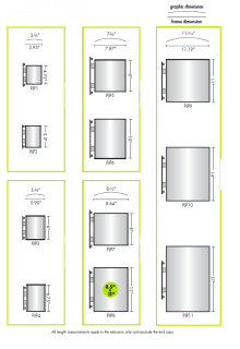 PJP series size chart Curved, double sided aluminum extrusion projecting sign frame PJP series size chart