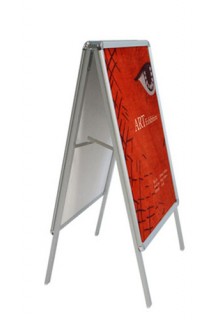 With optional graphics Folding metal A-frame sidewalk sign holder with snap frames